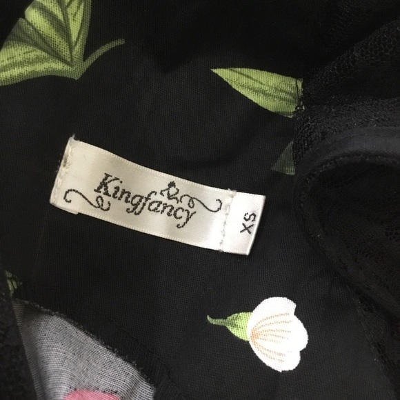 Womens Rockabilly Black Cherry Print Fit-and-Flare Midi Dress - Picture 8 of 9